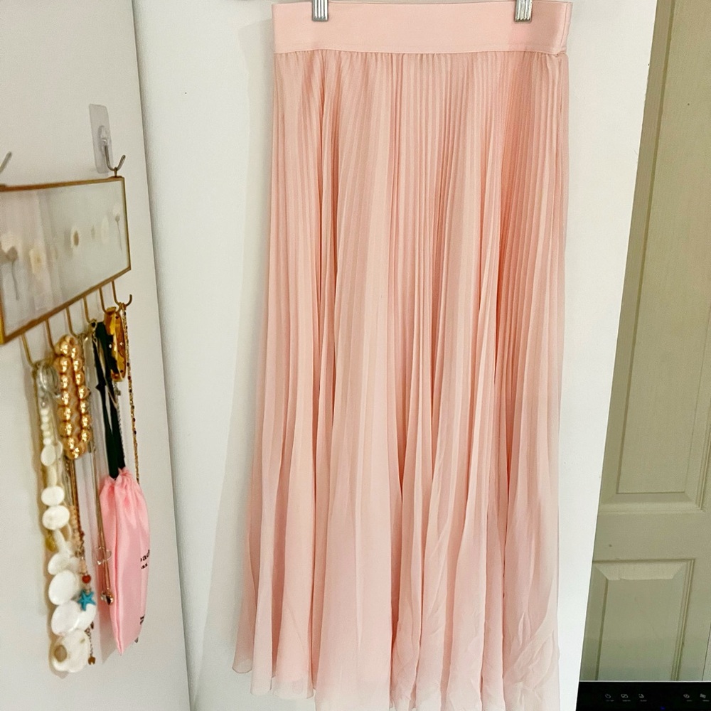 Wilfred Pink Pleated Maxi Skirt for Cocktail